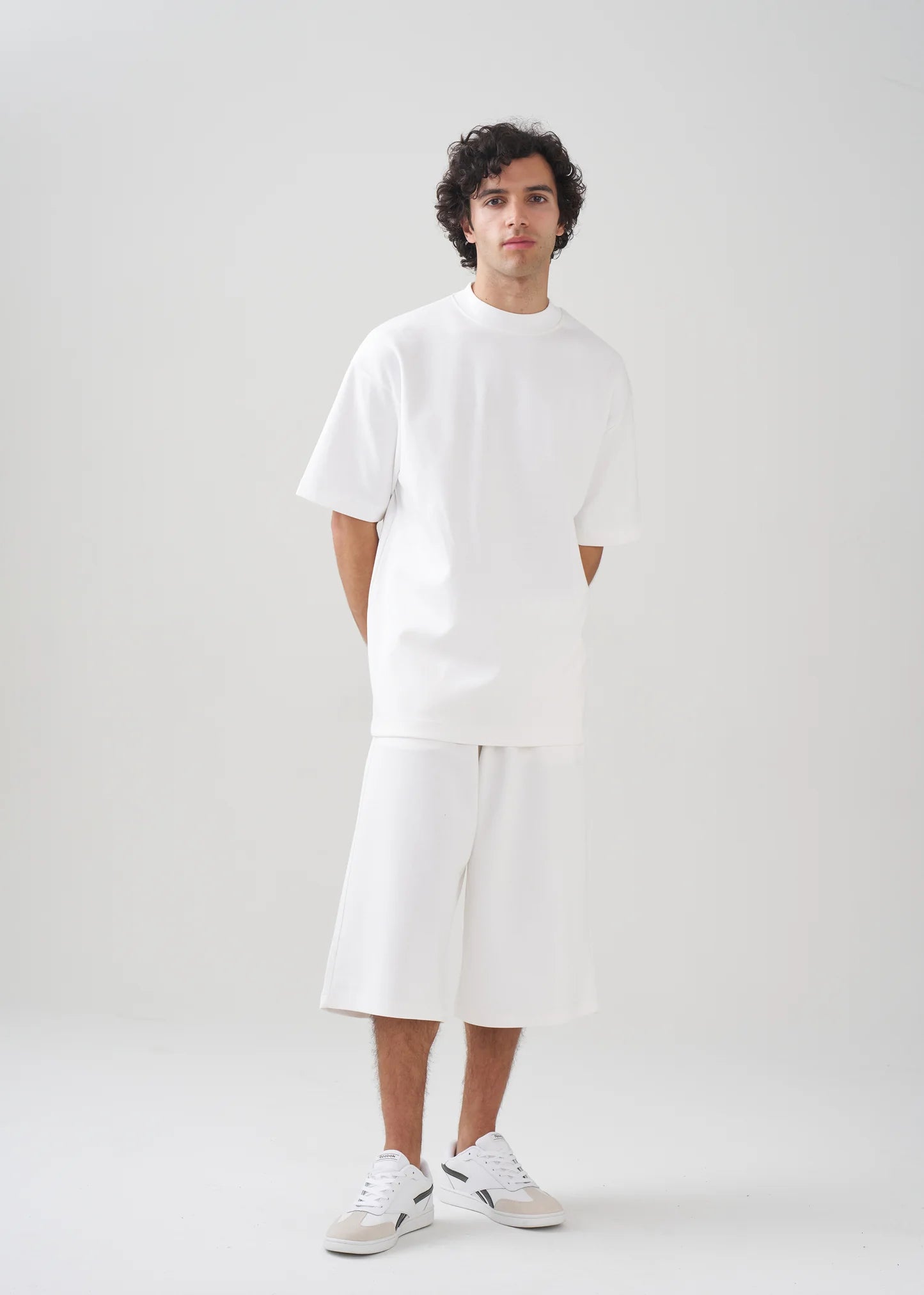 10 OZ Mock-Neck Oversized Interlock T-Shirt And Long Short Set