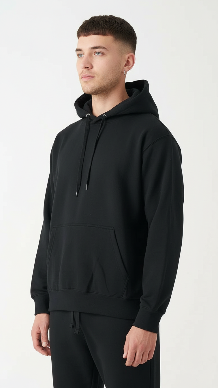 Black Heavy Blend Fleece Hooded Sweatshirt