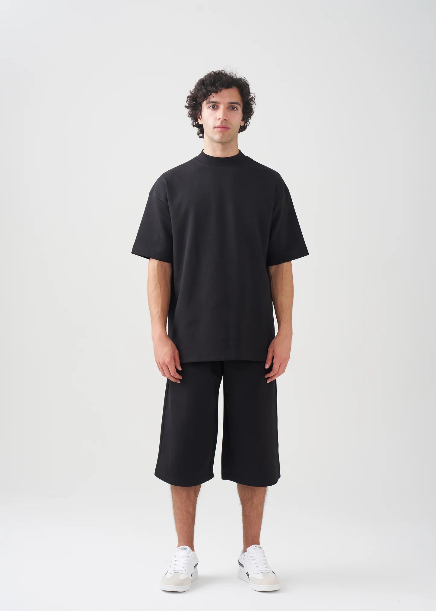 10 OZ Mock-Neck Oversized Interlock T-Shirt And Long Short Set
