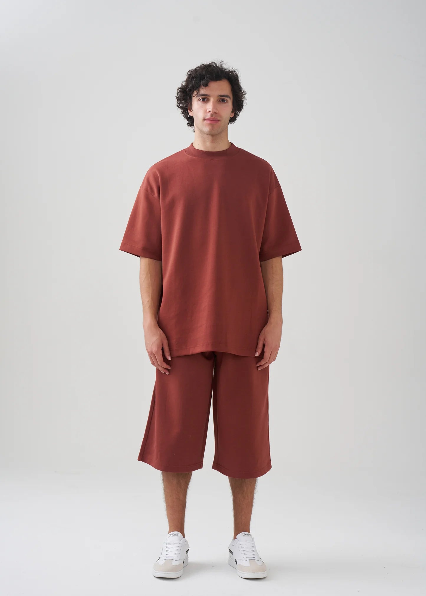 10 OZ Mock-Neck Oversized Interlock T-Shirt And Long Short Set