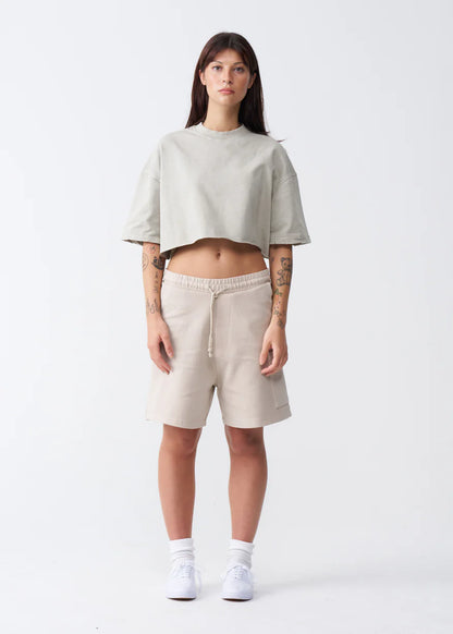 10 OZ Oversized French Terry Garment Dyed Crop Top T-shirt