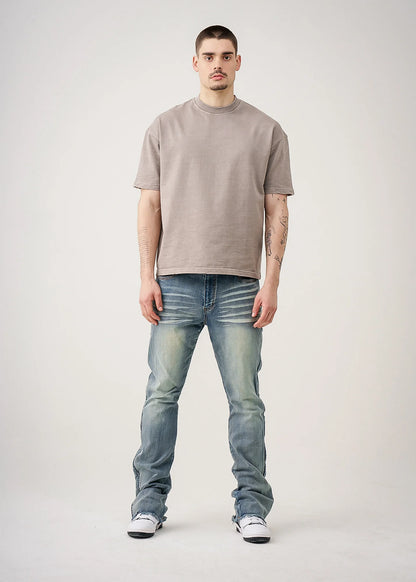 10 OZ Oversized Garment Dyed French Terry Distressed T-Shirt