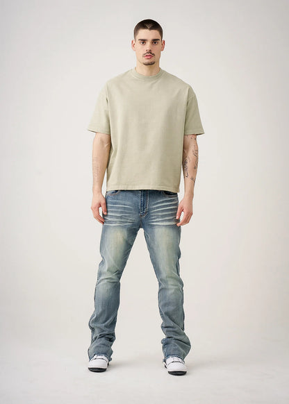10 OZ Oversized Garment Dyed French Terry Distressed T-Shirt