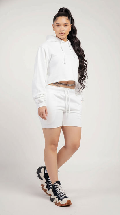 Crop Top Fleece Short Set