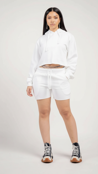 Crop Top Fleece Short Set