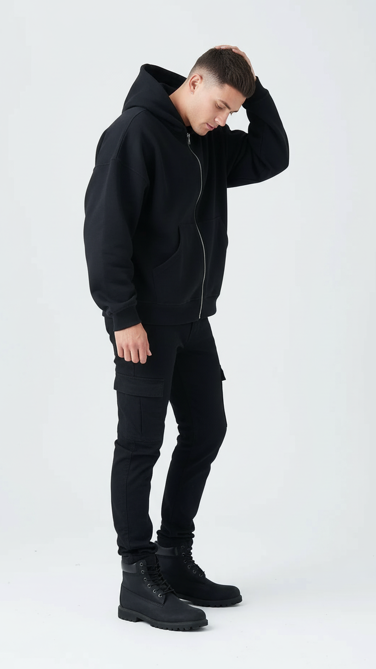 14 OZ Oversized Boxy Cropped Heavyweight Full-Zip Sweatshirt