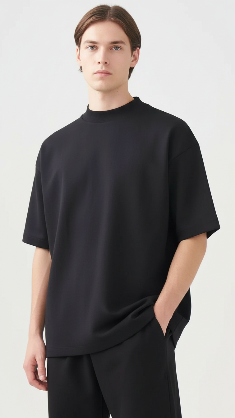 10 OZ Mock-Neck Oversized Interlock T-Shirt