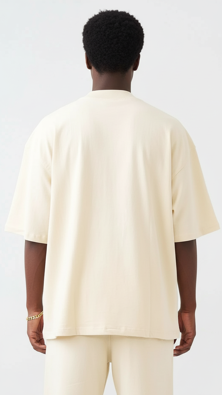 7.5 OZ Mock Neck Peached French Terry Oversized Boxy T-Shirt