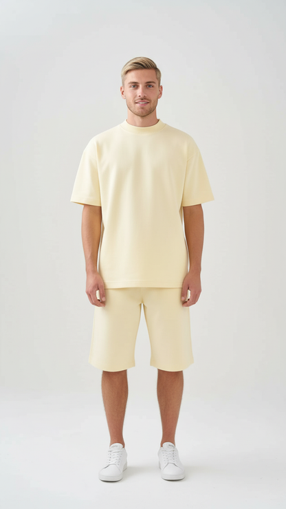 10 OZ Mock-Neck Oversized Interlock T-Shirt And Long Short Set