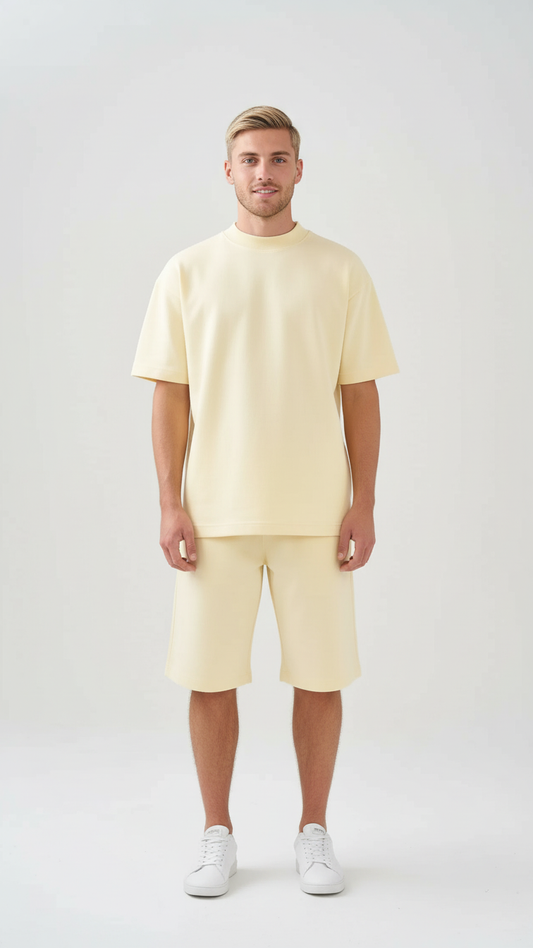 10 OZ Mock-Neck Oversized Interlock T-Shirt And Long Short Set