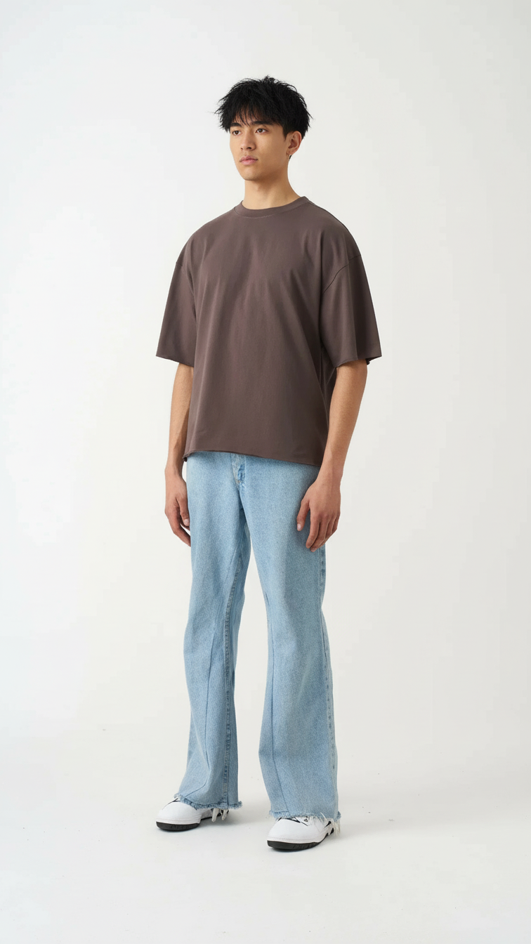 7 OZ Raw Edge Oversized Cropped T-Shirt