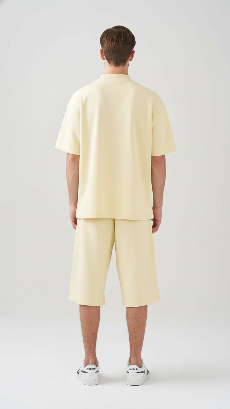 10 OZ Mock-Neck Oversized Interlock T-Shirt And Long Short Set