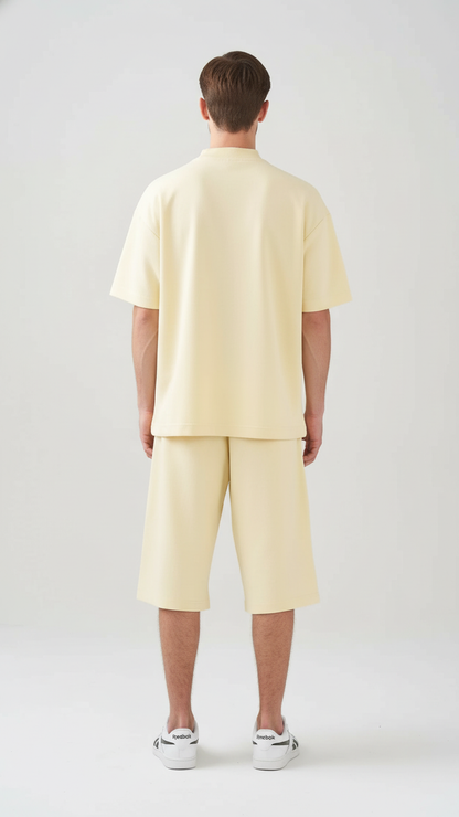 10 OZ Mock-Neck Oversized Interlock T-Shirt And Long Short Set