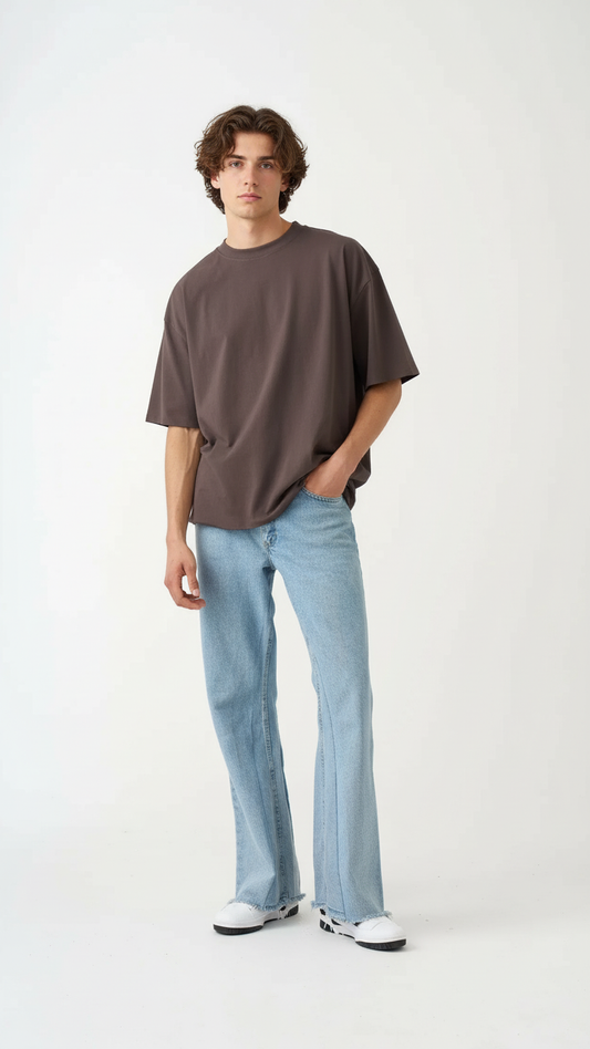 7 OZ Raw Edge Oversized Cropped T-Shirt
