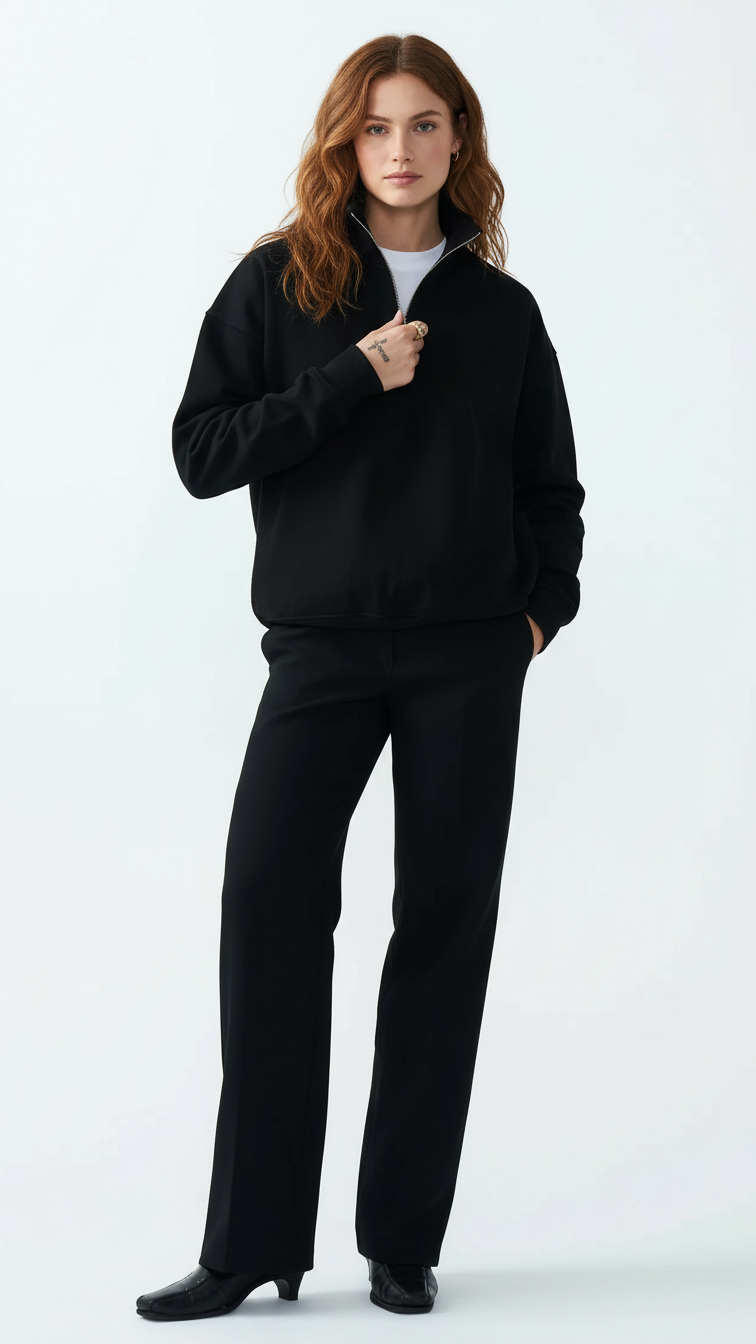 14 OZ Women's Oversized Heavyweight Fleece Quarter-Zip