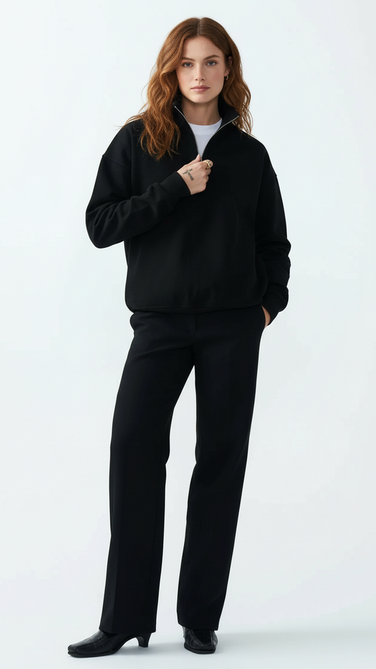 14 OZ Women's Oversized Heavyweight Fleece Quarter-Zip