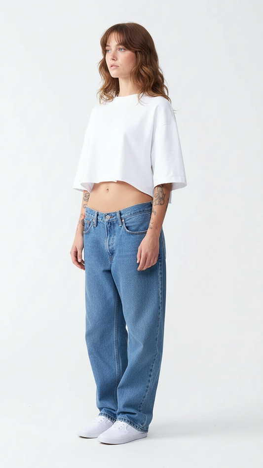 10 OZ Oversized French Terry Garment Dyed Crop Top T-shirt
