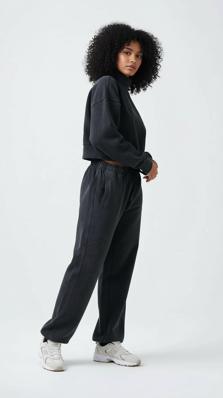 14 OZ French Terry Garment Dyed Mock Neck Sweatsuit