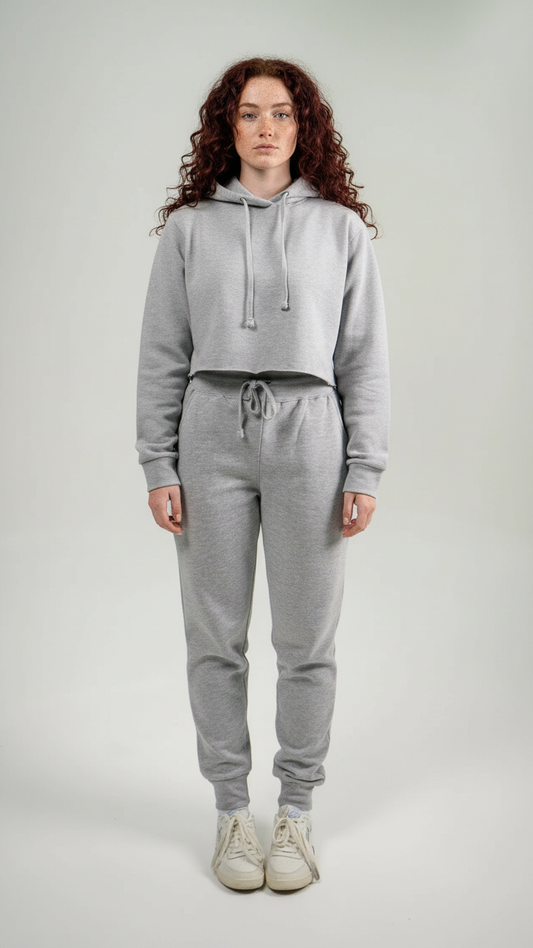 Heather Gray Crop Top SweatSuit