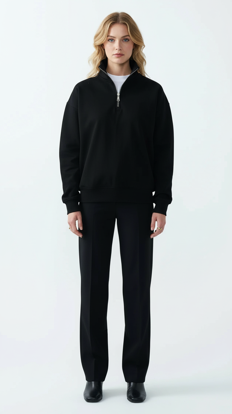 14 OZ Women's Oversized Heavyweight Fleece Quarter-Zip