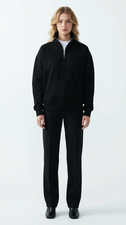 14 OZ Women's Oversized Heavyweight Fleece Quarter-Zip