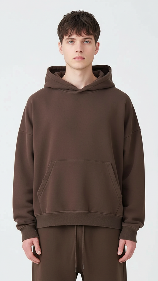 14 OZ Garment Wash French Terry Oversized Distressed Fleece Sweatshirt