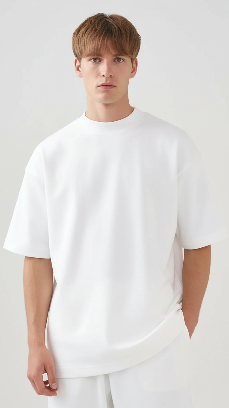 10 OZ Mock-Neck Oversized Interlock T-Shirt