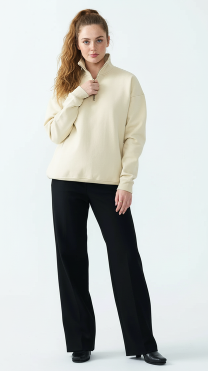14 OZ Women's Oversized Heavyweight Fleece Quarter-Zip