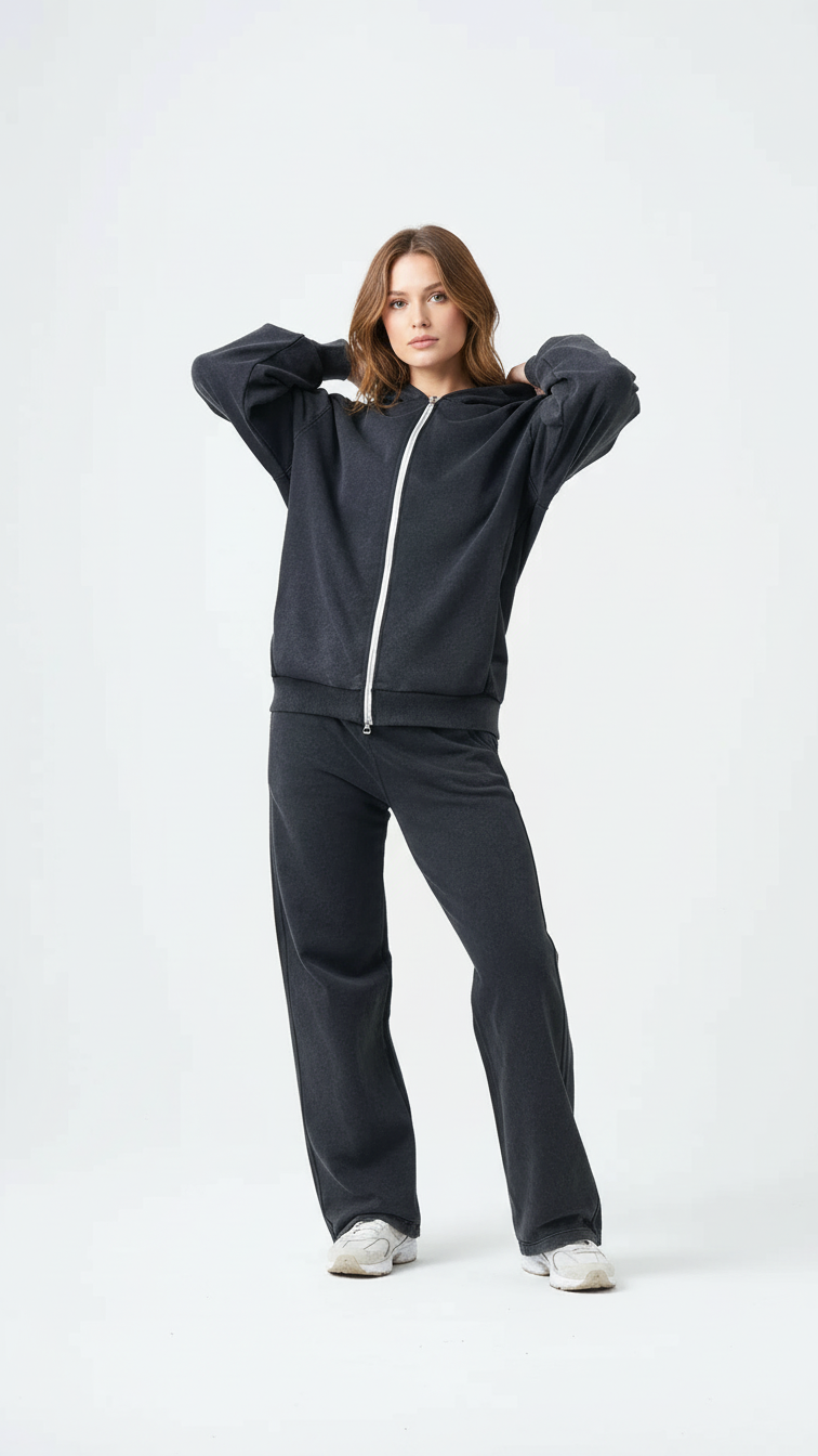 14 OZ French Terry Garment Dye Fleece Hooded Sweatsuit