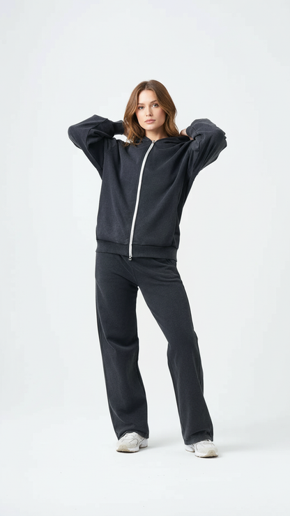 14 OZ French Terry Garment Dye Fleece Hooded Sweatsuit