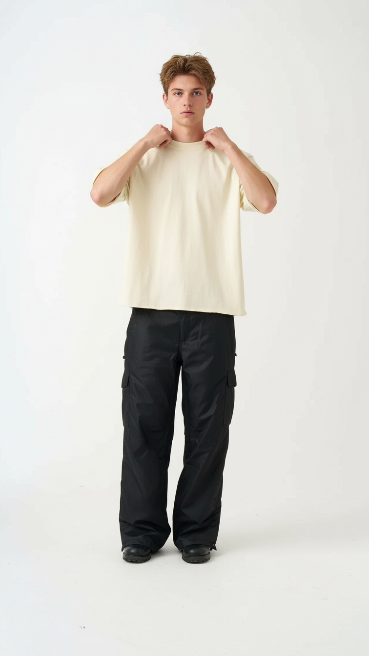 7 OZ Raw Edge Oversized Cropped T-Shirt