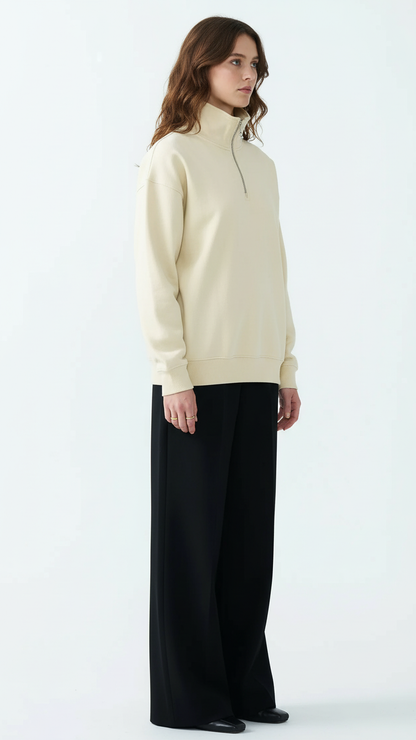 14 OZ Women's Oversized Heavyweight Fleece Quarter-Zip