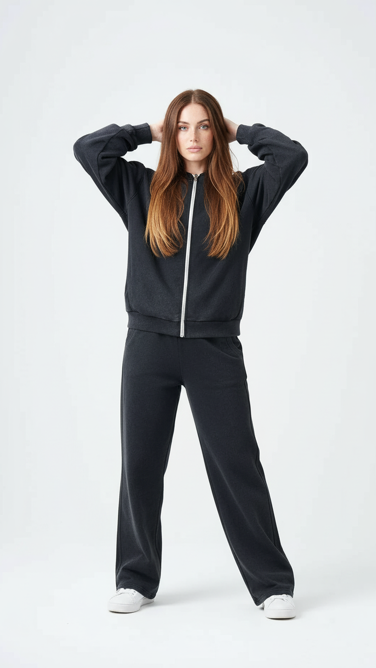 14 OZ French Terry Garment Dye Fleece Hooded Sweatsuit