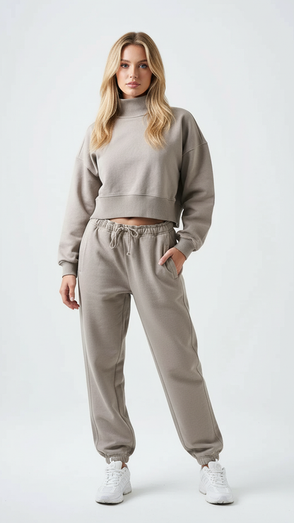 14 OZ French Terry Garment Dyed Mock Neck Sweatsuit