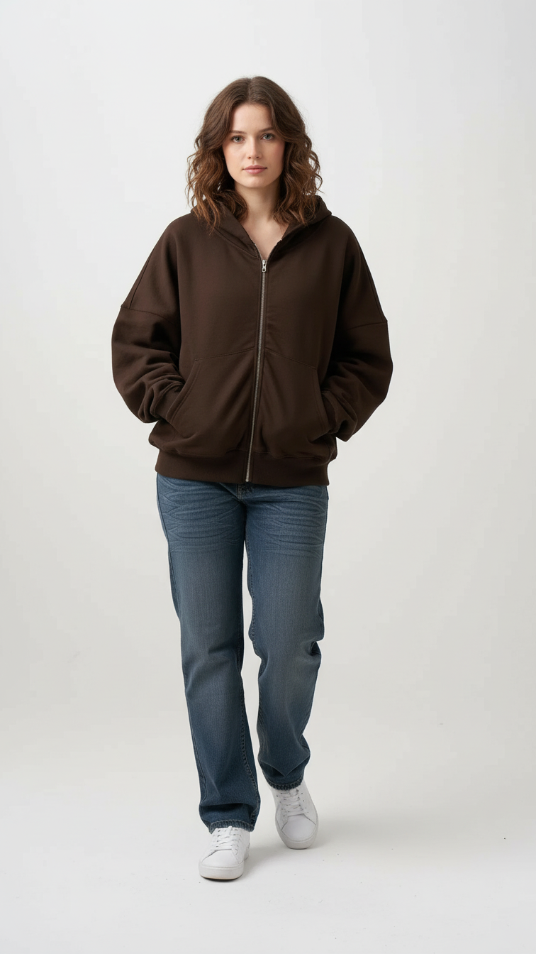 14 OZ Women's Heavyweight Full-Zip Hooded Sweatshirt