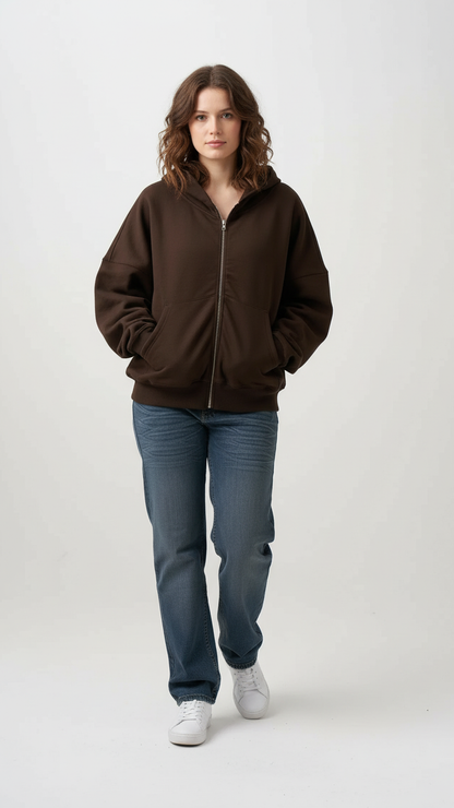 14 OZ Women's Heavyweight Full-Zip Hooded Sweatshirt