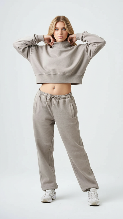 14 OZ French Terry Garment Dyed Mock Neck Sweatsuit