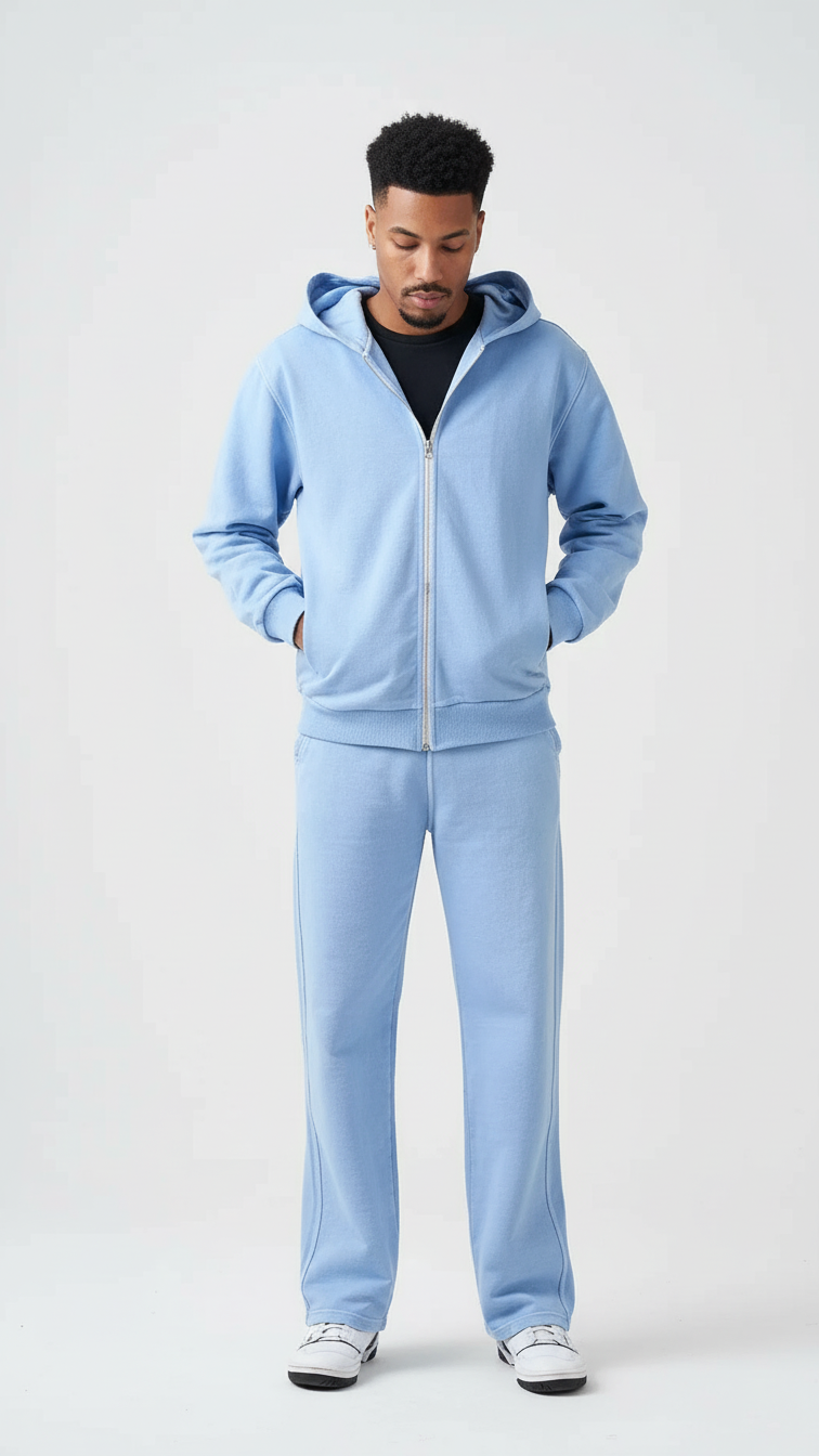 14 OZ Two-Way Zip Garment Dyed French Terry Sweatsuit