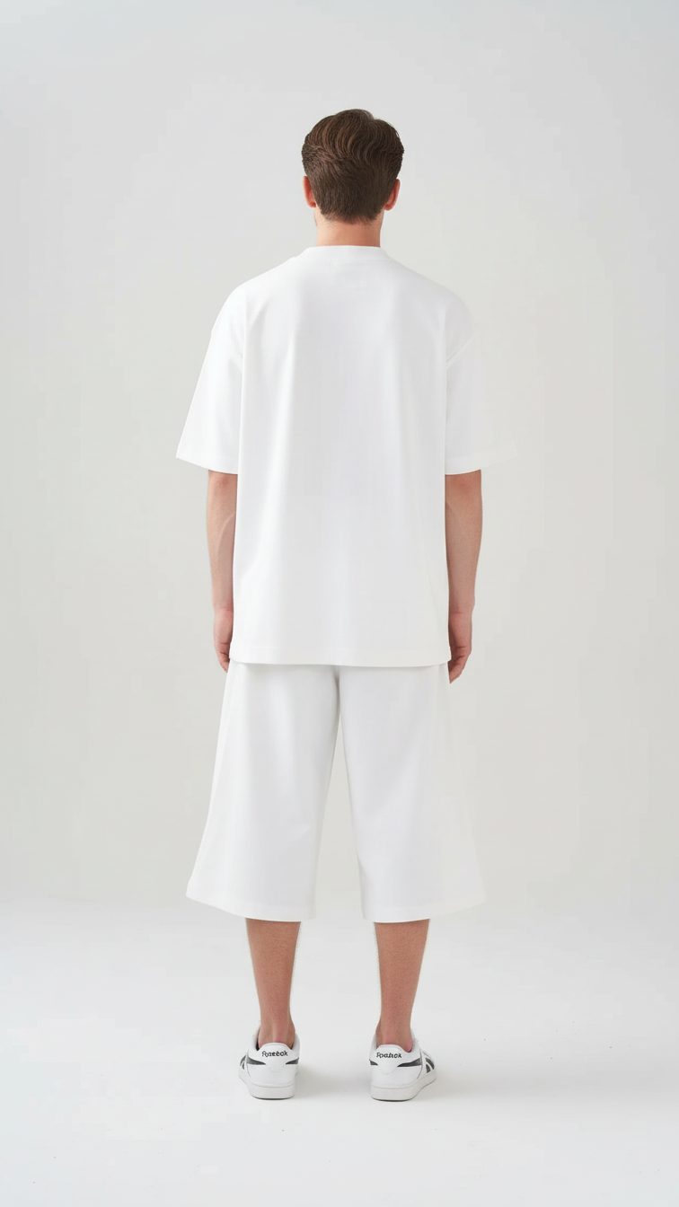 10 OZ Mock-Neck Oversized Interlock T-Shirt And Long Short Set