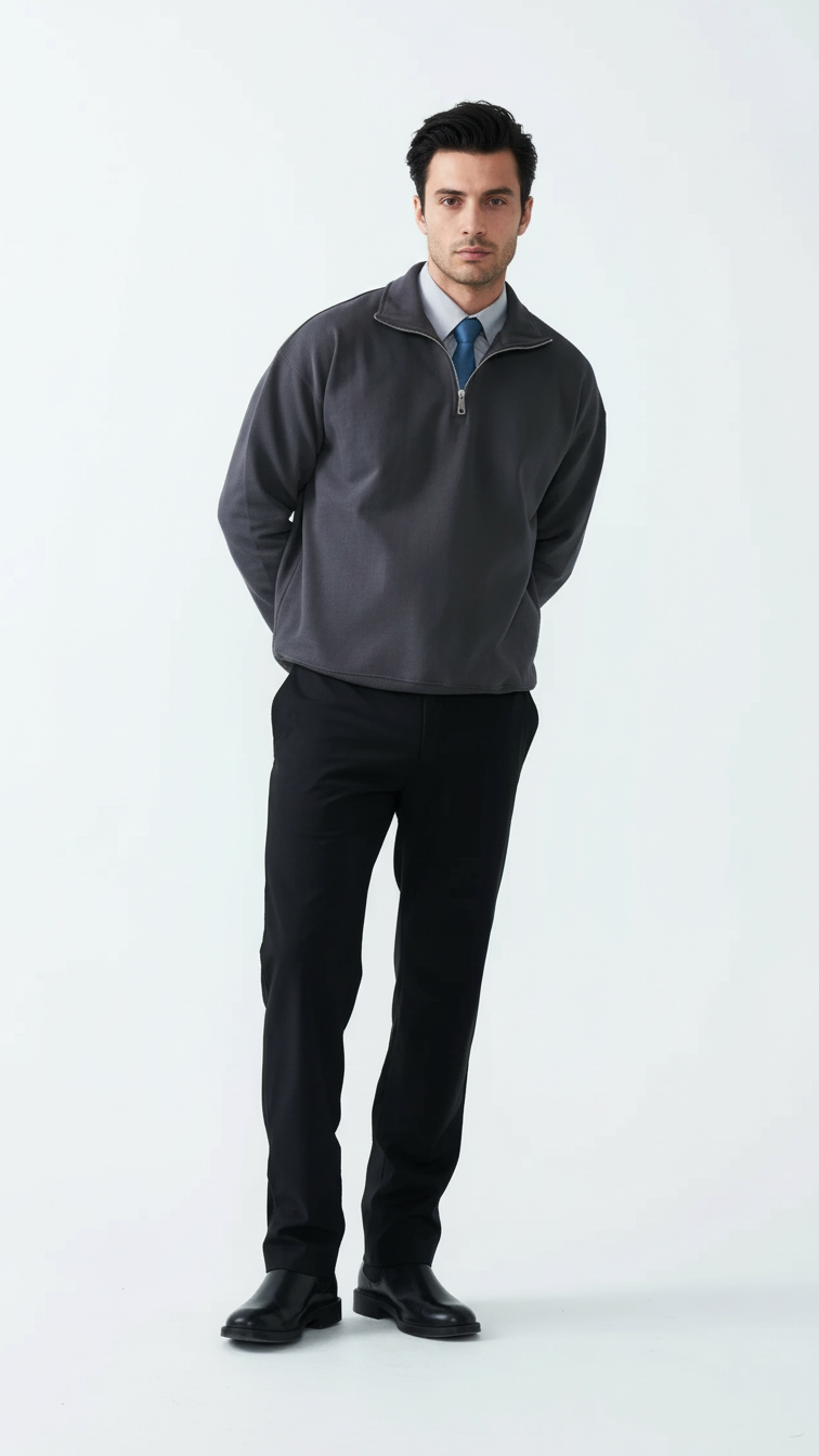 14 OZ Oversized Heavyweight Fleece Quarter-Zip