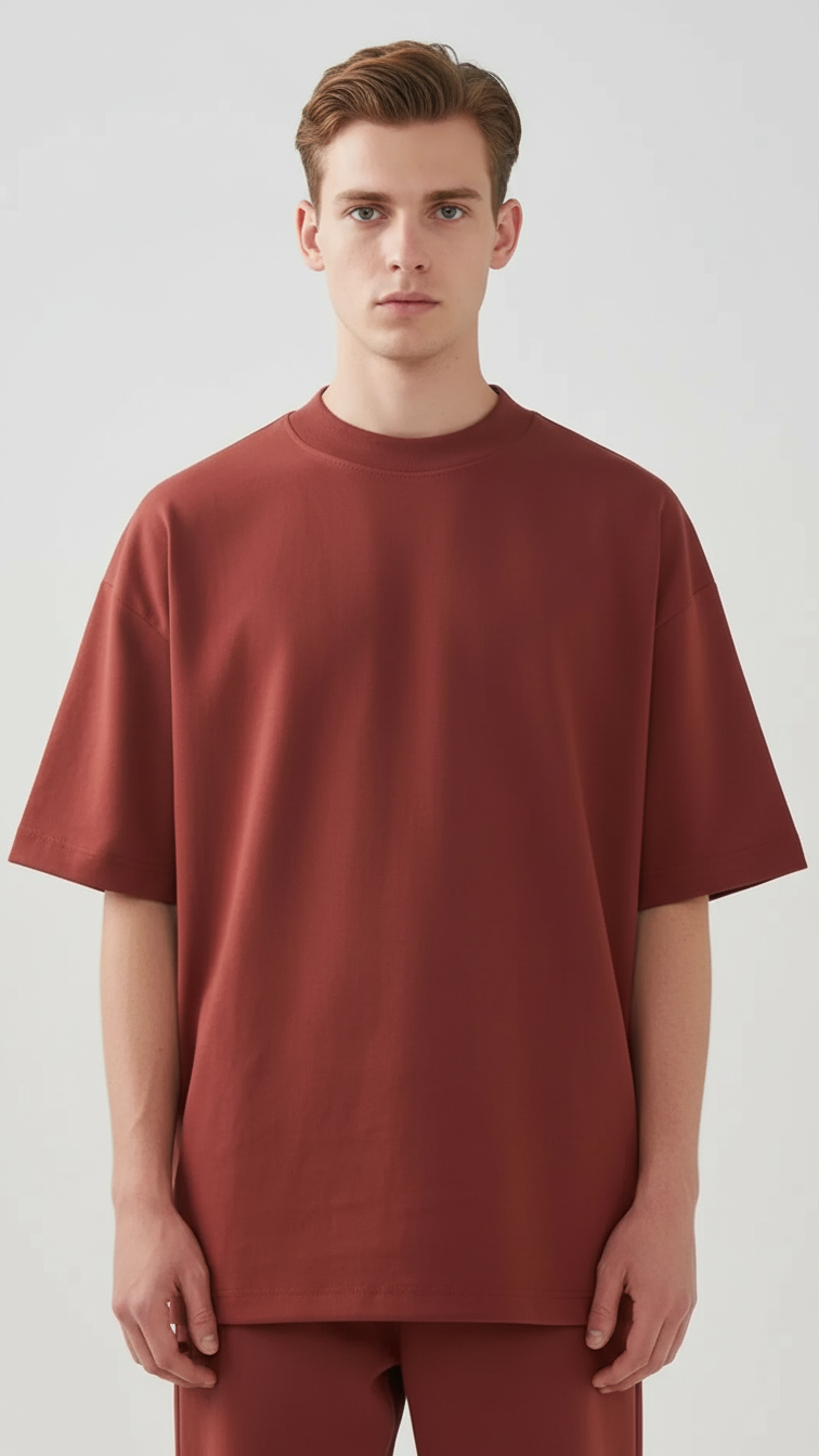 10 OZ Mock-Neck Oversized Interlock T-Shirt