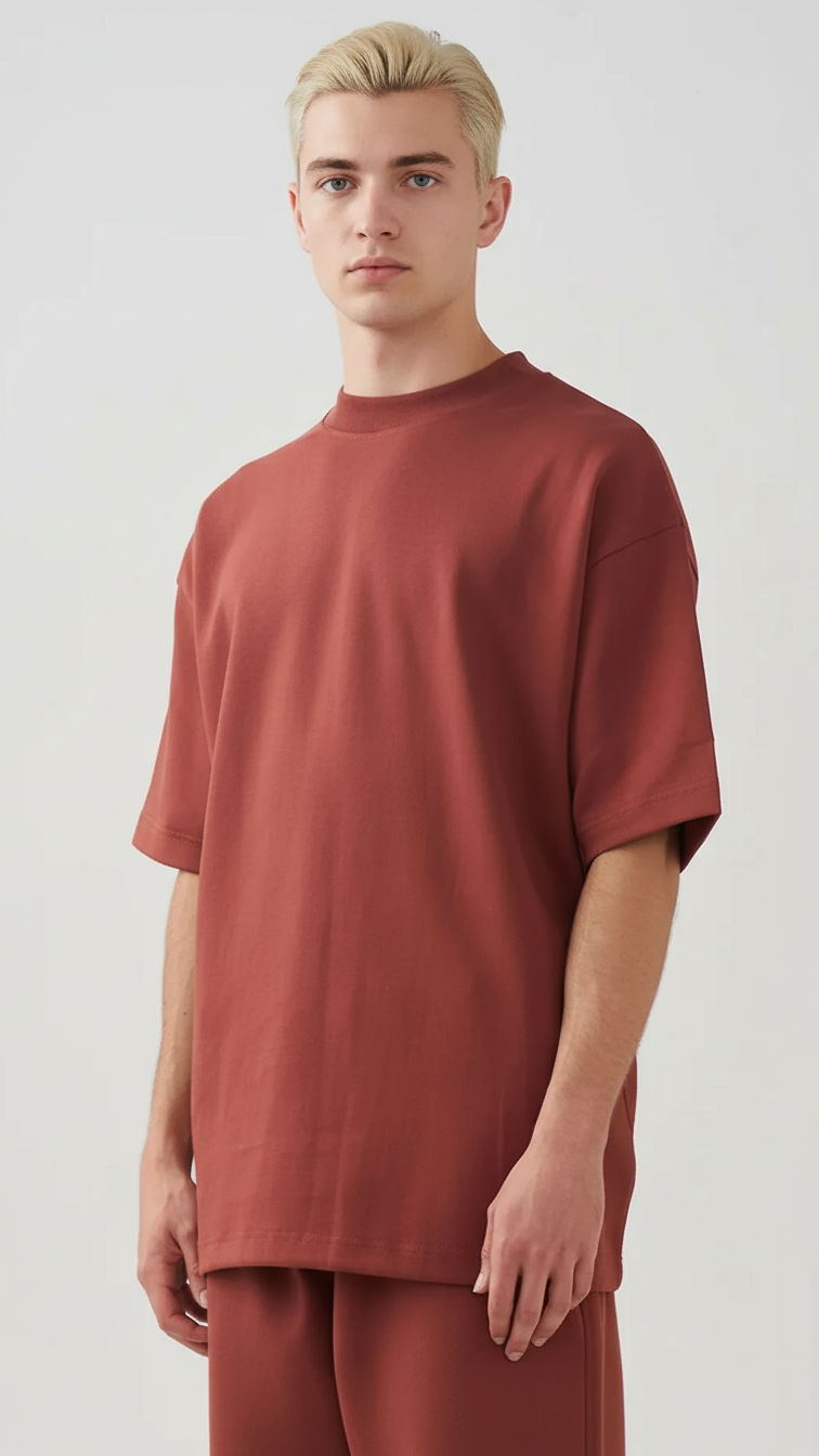 10 OZ Mock-Neck Oversized Interlock T-Shirt