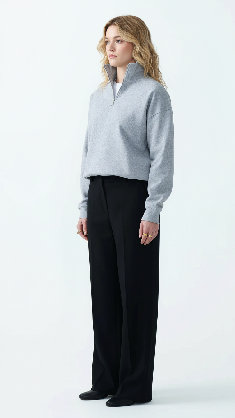 14 OZ Women's Oversized Heavyweight Fleece Quarter-Zip