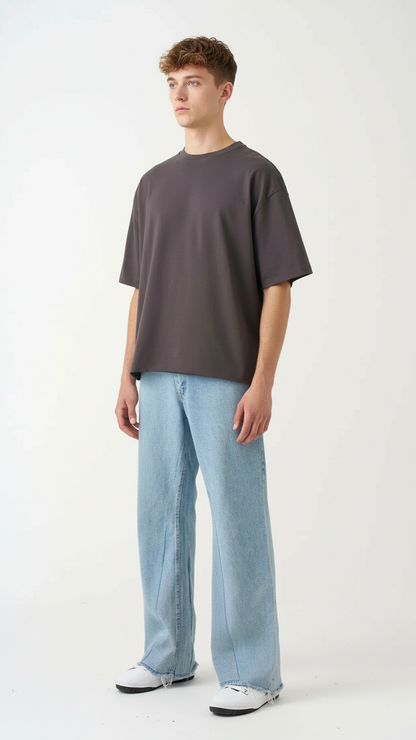 7 OZ Raw Edge Oversized Cropped T-Shirt