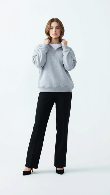 14 OZ Women's Oversized Heavyweight Fleece Quarter-Zip