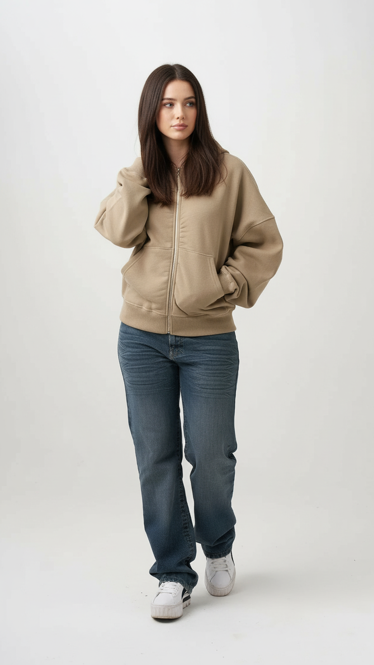 14 OZ Women's Heavyweight Full-Zip Hooded Sweatshirt