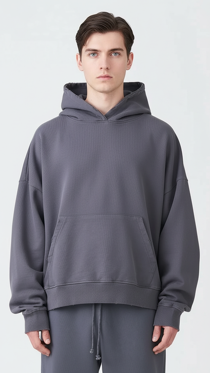 14 OZ Garment Wash French Terry Oversized Distressed Fleece Sweatshirt