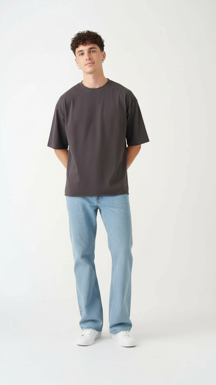 7 OZ Raw Edge Oversized Cropped T-Shirt