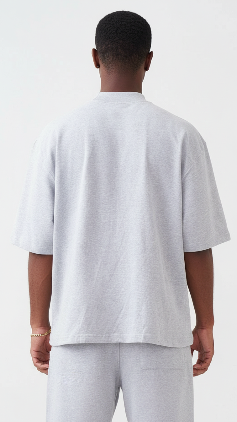 7.5 OZ Mock Neck Peached French Terry Oversized Boxy T-Shirt