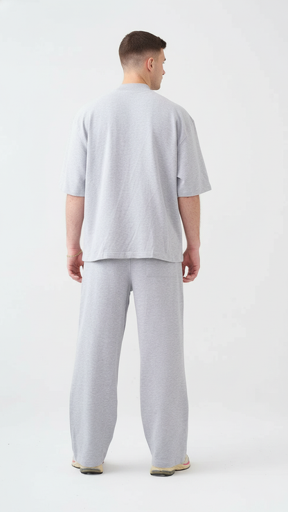 7.5 OZ Peached French Terry Mock Neck Oversized Boxy Tee and Oversized Open Leg Sweatpants